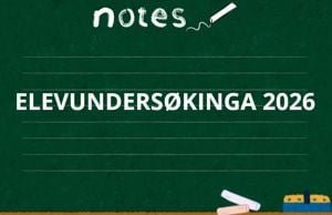 Tavle med tekst elevundersøkinga 2026
